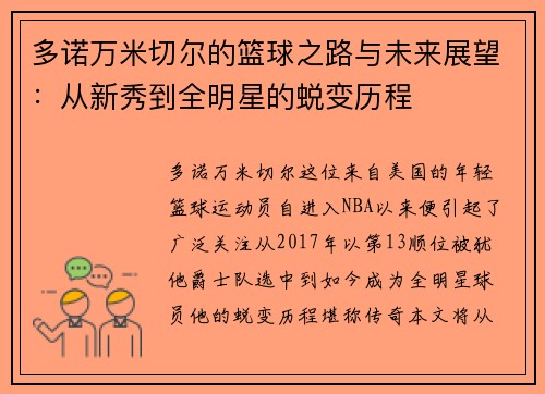 多诺万米切尔的篮球之路与未来展望：从新秀到全明星的蜕变历程